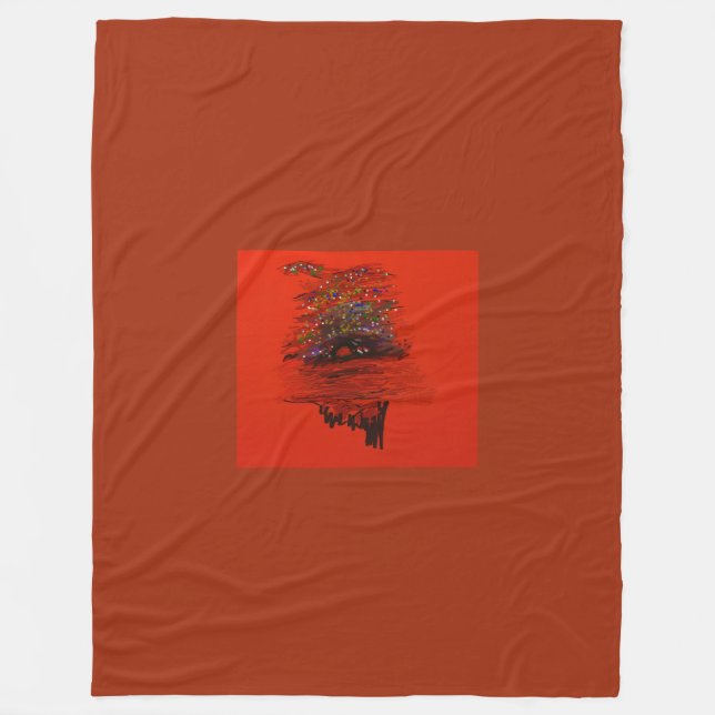 Orange månlandskap fleecefilt (Framsidan)