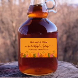 Orange Maple Löv Gräns Maple Syrup-etikett Fraktsedel