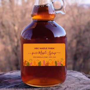 Orange Maple Löv Gräns Maple Syrup-etikett Fraktsedel
