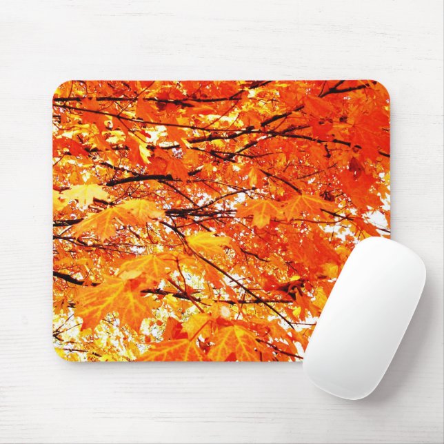 Orange Maple-Löv i höstMousepad Musmatta (Med mus)