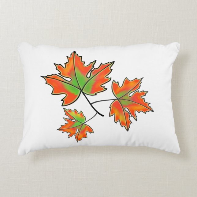 Orange Maple Löv Prydnadskudde (Framsidan)