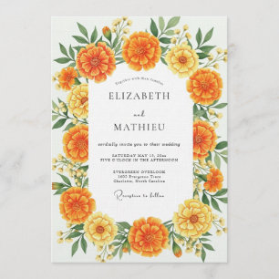 Orange Marigold Blommig Whimsy Bröllop Inbjudningar