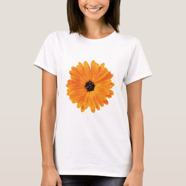 Orange Marigold Flower Graphic T Shirt. T Shirt (Framsida)