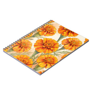Orange marigold flowers pattern anteckningsbok
