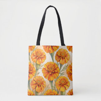 Orange marigold flowers pattern tygkasse