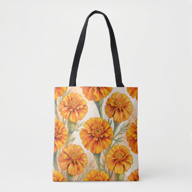 Orange marigold flowers pattern tygkasse (Framsida)
