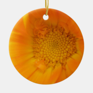 Orange Marigold Makro Anpassad Födelsedag Julgransprydnad Keramik