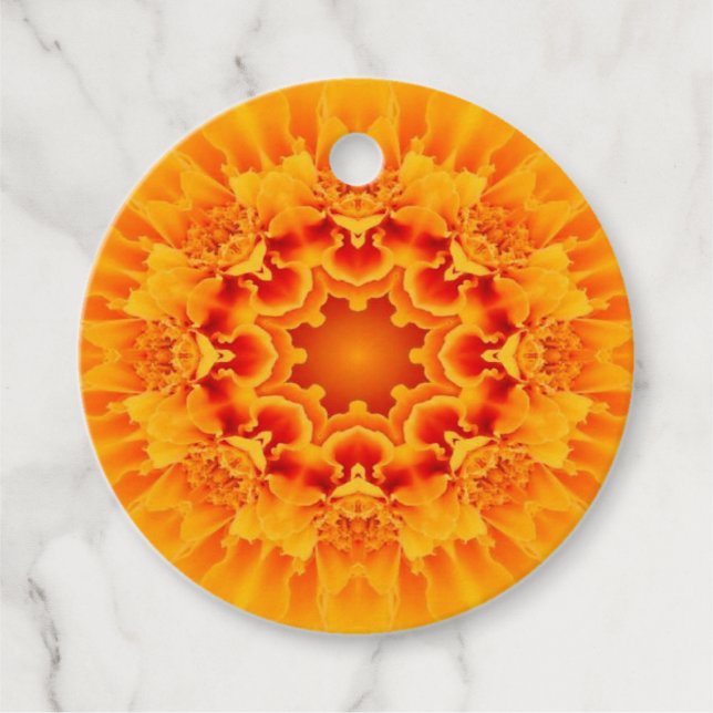 Orange Marigold Mandala Gåvor Etiketter (Framsida)