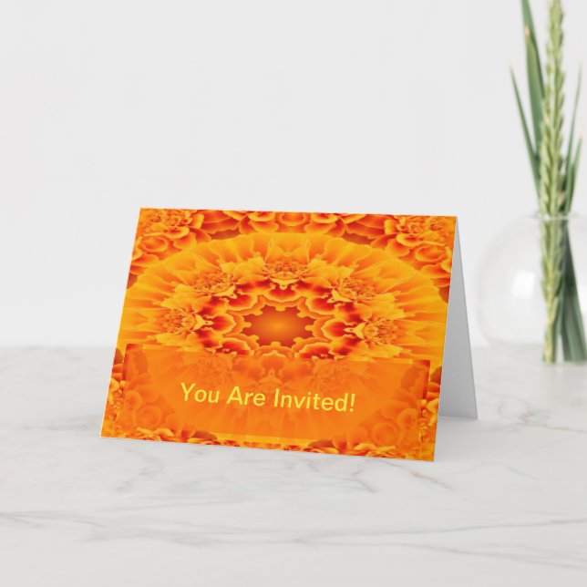 Orange Marigold Mandala Helgkort (Framsida)