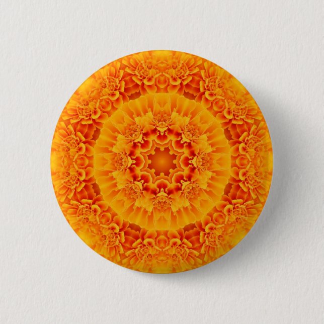 Orange Marigold Mandala Knapp (Framsida)