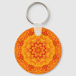 Orange Marigold Mandala nyckelring