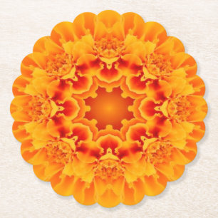 Orange Marigold Mandala Underlägg Papper
