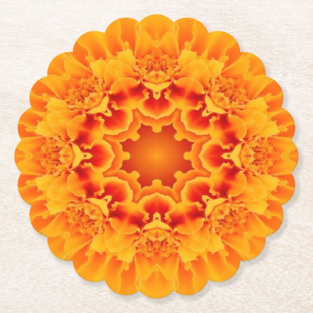 Orange Marigold Mandala Underlägg Papper (Framsida)