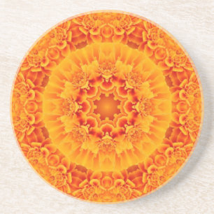 Orange Marigold Mandala Underlägg Sandsten
