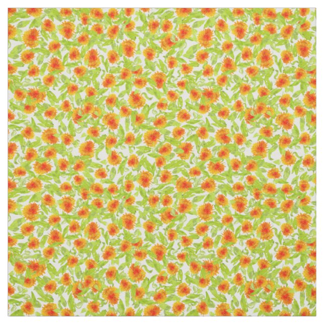 Orange Marigold Mönster på Rosa Blommigt Fabric Tyg (Provkarta)