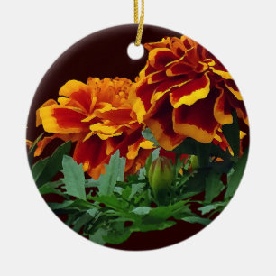 Orange Marigolds-grupp med Gult-tips Julgransprydnad Keramik