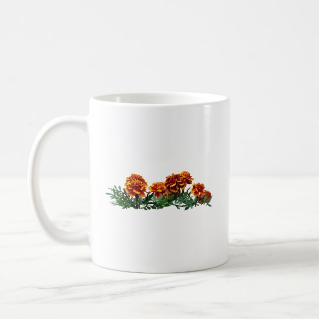 Orange Marigolds-grupp med Gult-tips Kaffemugg (Vänster)