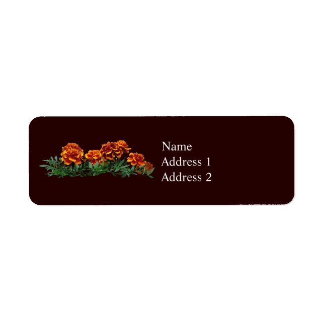 Orange Marigolds-grupp med Gult-tips Returadress Etikett (Framsidan)