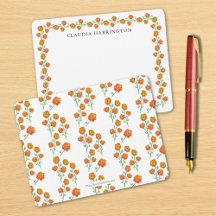 Orange Marigolds Hand-Illustrated Blommigt Botanic