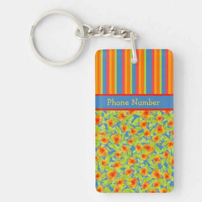 Orange Marigolds, Rand Keychain to Personalize Nyckelring (Framsidan)