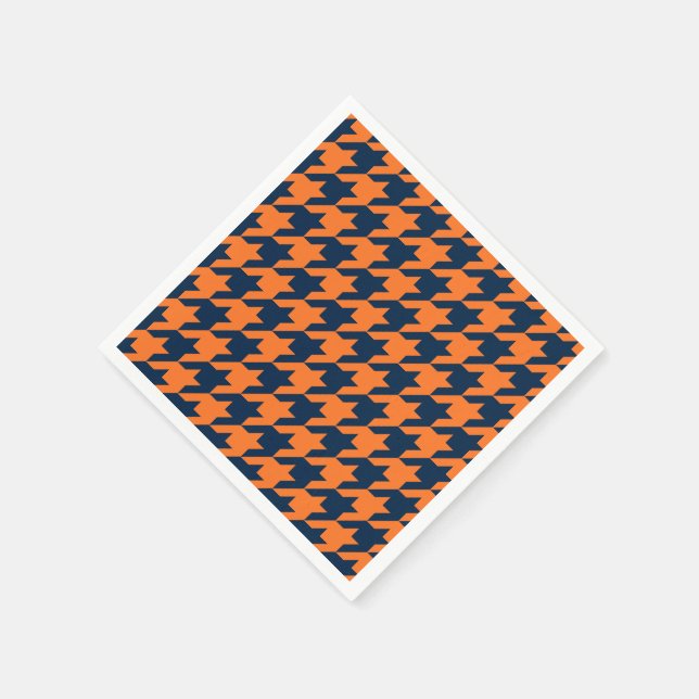 Orange/marin houndstooth pappersservett (Hörn)