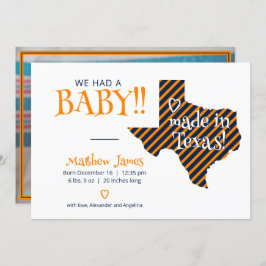 Orange/marin stripe tillverkad i Texas Photo Baby Meddelande