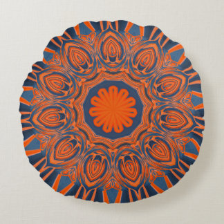 Orange marinblå Mandala Rund Kudde