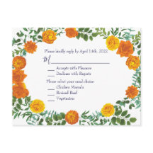 Orange & marinblå Peony Ro Bröllop-svar