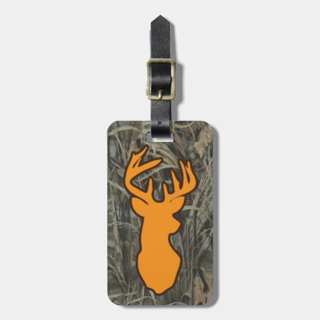 Orange märkre för hjorthuvudCamo bagage Bagagebricka (Vertikal Framsida)