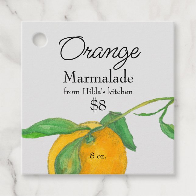 Orange Marmalade Canning Burk hängMärkre Gåvor Etiketter (Framsida)