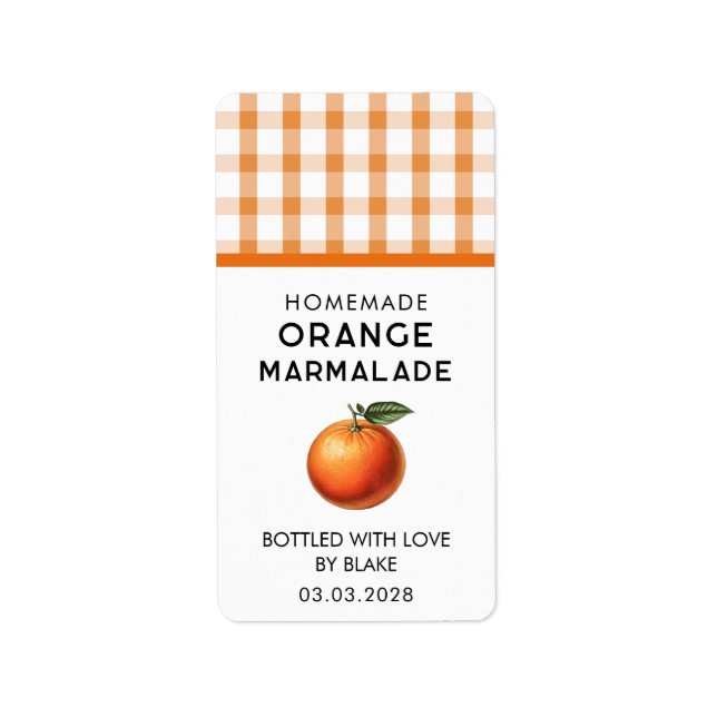 orange marmalade-dekal med kontrollerad mönster adressetikett (Framsidan)