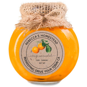Orange Marmalade Kraft Papper Canning Burk-etikett Runt Klistermärke
