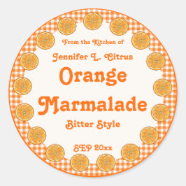 Orange Marmalade på Gingham Runt Klistermärke
