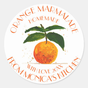 Orange marmalade Watercolor Fruit Kitchen Runt Klistermärke