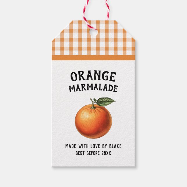 Orange marmelade Preserve-etikett kontrollerat mön Presentetikett (Framsidan)