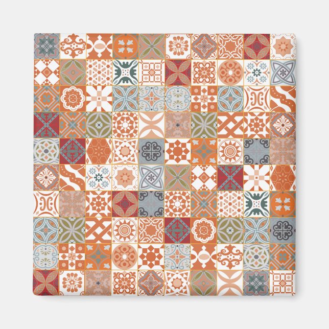 Orange marockansk kakel magnet (Framsidan)