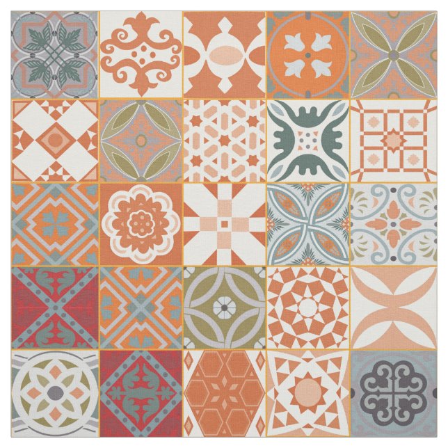 Orange marockansk panel tyg (Provkarta)