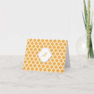 Orange marockanska Mönster med monogramantecknings Anteckningskort