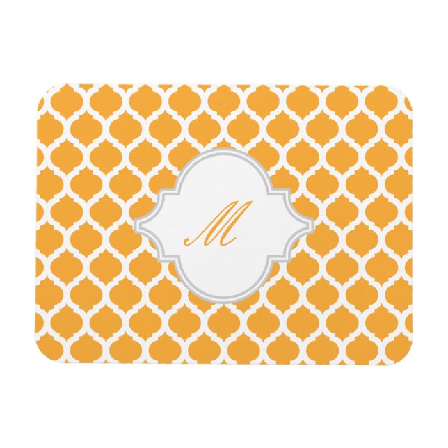 Orange Marocko Mönster med Monogram Magnet (Horisontell)