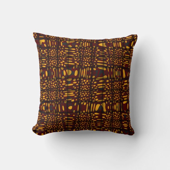 Orange Maroon Black Modern Zig Zag Abstrakt Pillow Kudde (Framsida)