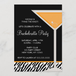 Orange Martini Bachelorette Party Inbjudningar