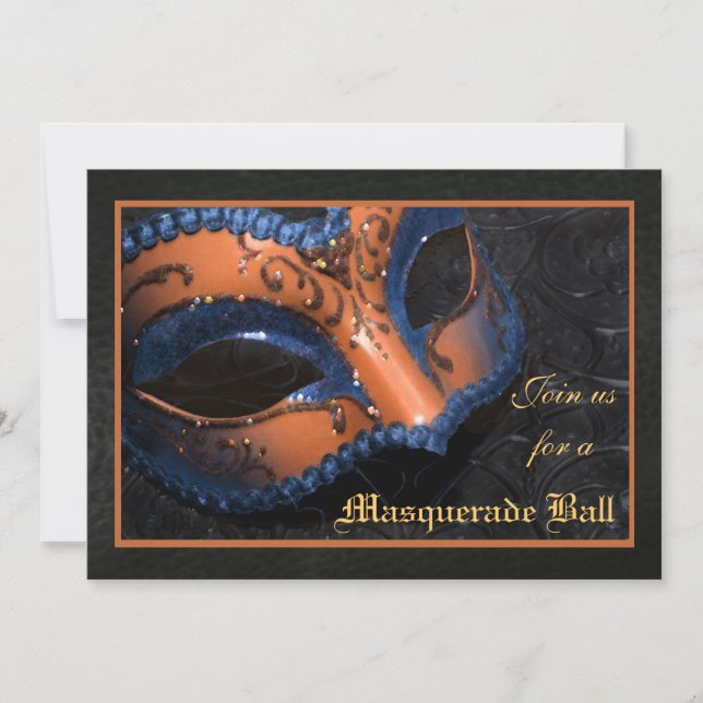 Orange Mask Masquerad Boll Halloween-inbjudan Inbjudningar (Framsida)