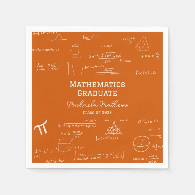 Orange Matematik Examen Klass för Examen Pappersservett (Framsidan)