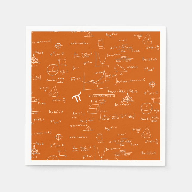 Orange Matematikekvationer Grafik Examen Pappersservett (Framsidan)