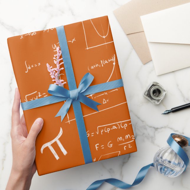 Orange Matematiska Formler Ekvationer Födelsedag Presentpapper (Gifting)