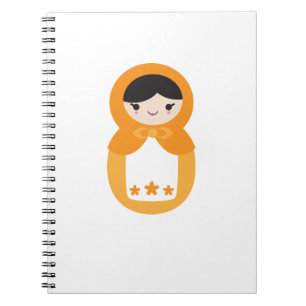 Orange Matryoshka Doll Anteckningsbok Med Spiral