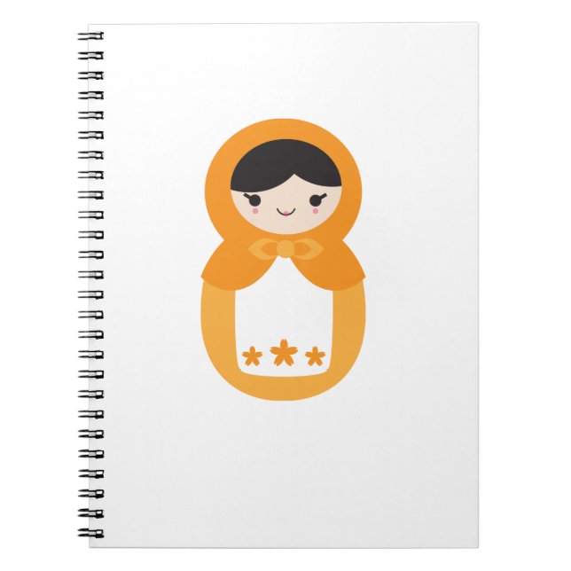 Orange Matryoshka Doll Anteckningsbok Med Spiral (Framsidan)