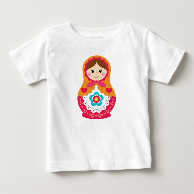 Orange Matryoshka Tshirt - som är röd och Tee Shirt (Framsida)