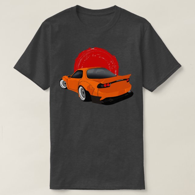 Orange Mazda RX7 Rocket Bunny Bakvy T Shirt (Design framsida)
