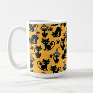 ORANGE MED ADORABLE HALLOWEEN SVARTA KATTER KAFFEMUGG